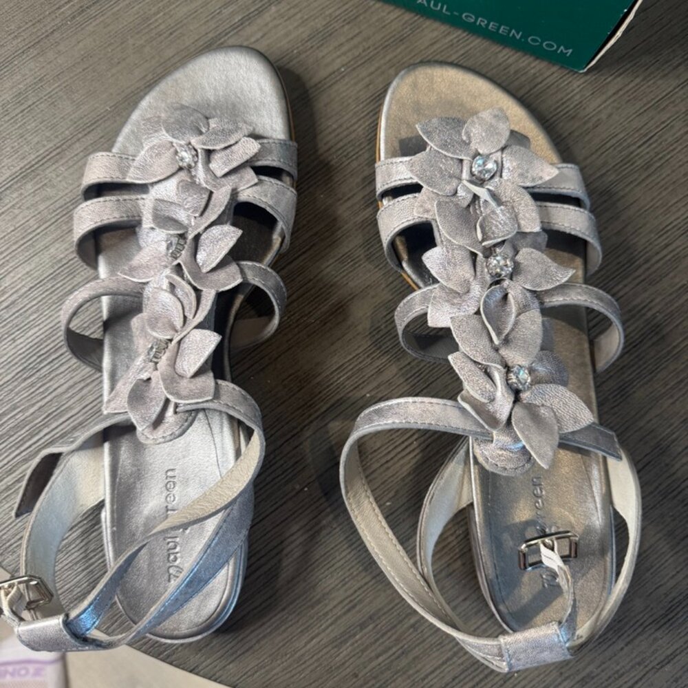Paul Green Vintage Silver and Crystal Sandals Size 10 - Picture 3 of 7